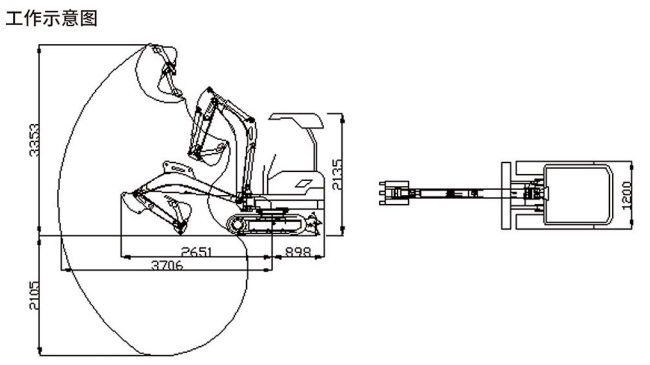 MWD2/0.12L液壓挖掘機(jī)工作示意圖